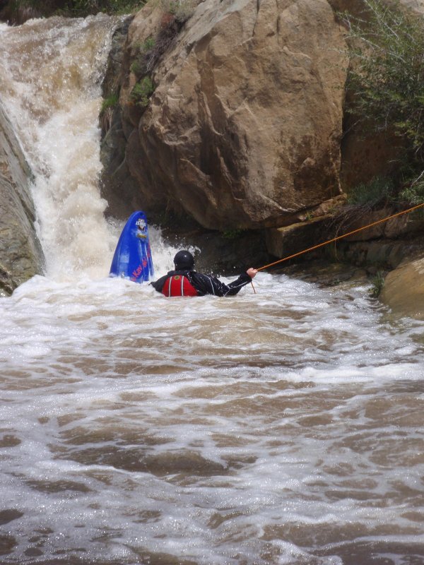 It didn't go so well. Here's me swimming back in to grab my boat. I need to get some float bags for my bow.