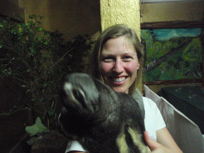 Annie and Sloth. Ironically, the sloth moved fast enough to blur the picture.